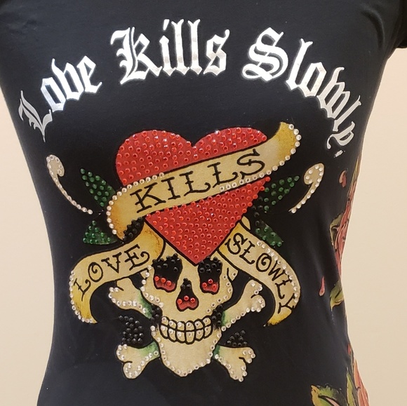 🚨ED HARDY Love Kills Slowly Tee Shirt - Picture 5 of 7